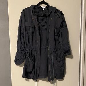 Heartloom Hooded Utility Jacket Size Medium Eyelet Full Zip Tencel